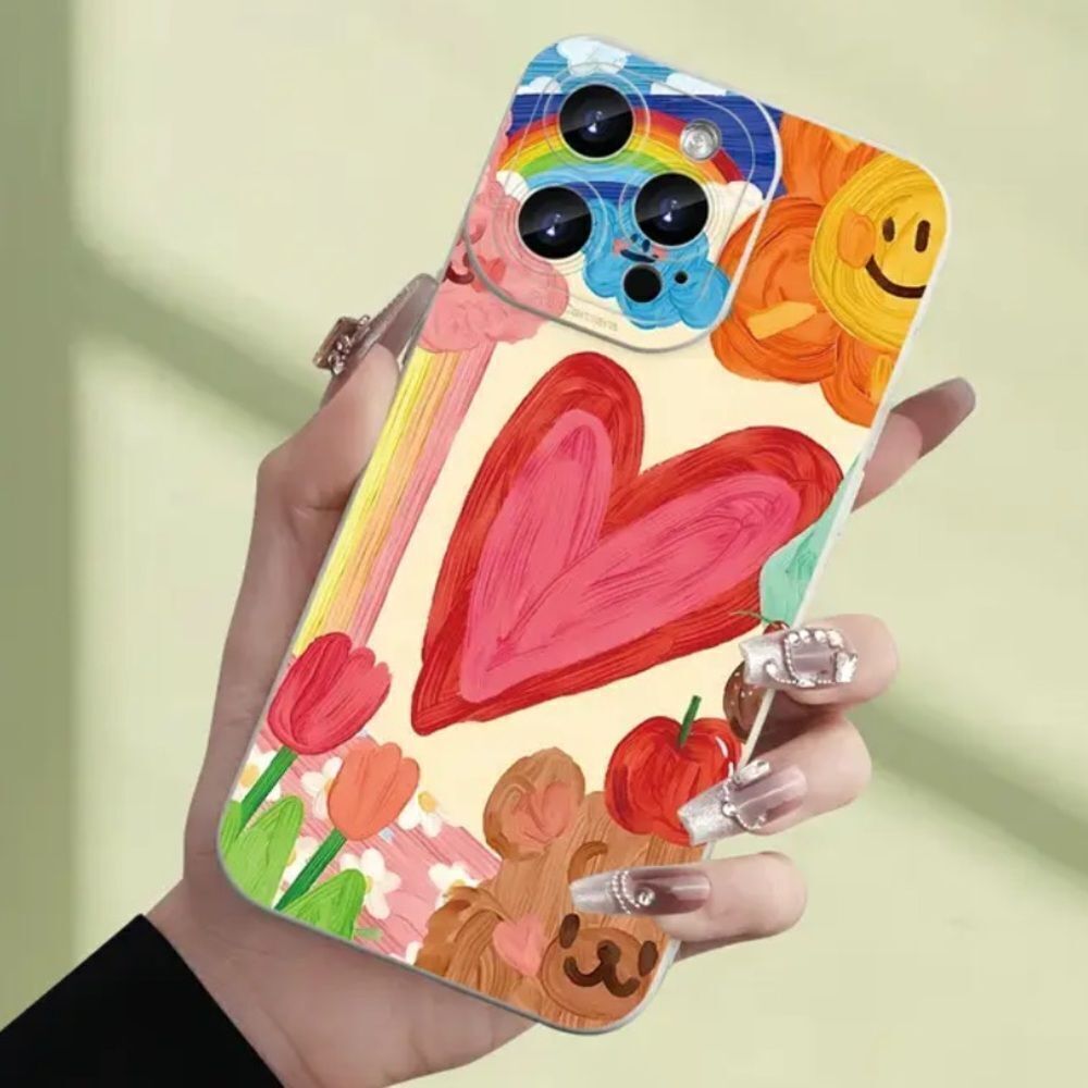 🌸🩷 EUC Colorful Heart Design + Floral Phone Case Bundle iPhone 11 🩷🌸